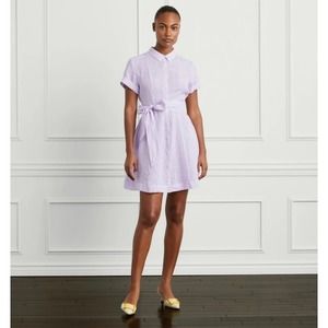 Hill House Purple A-Line Midi Dress with Cuffed Sleeves